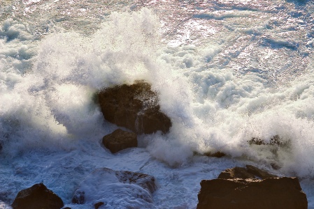 Photo of raging seas against rocks